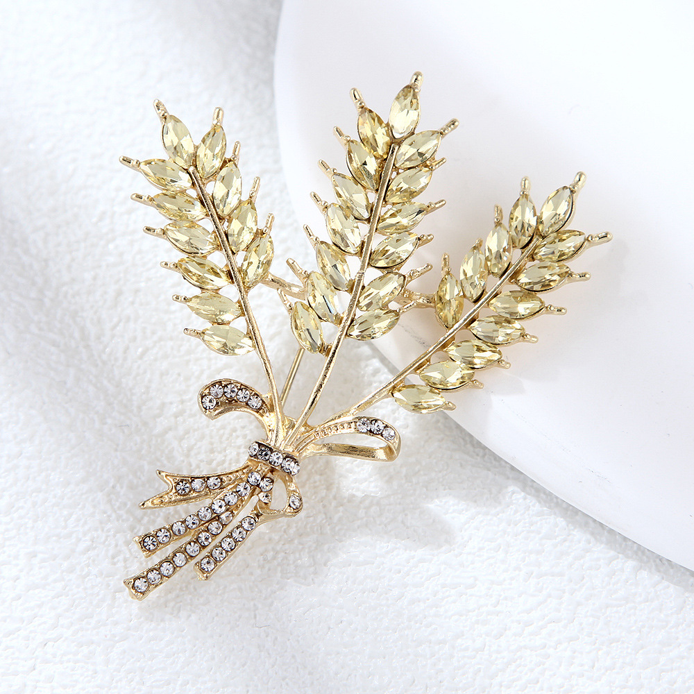 Χρυσή καρφίτσα αυτιού σιταριού γυναικεία εξαιρετική καρφίτσα καρφίτσας σιταριού με στρας επαγγελματική κοστούμι αξεσουάρ spot_voghion.com