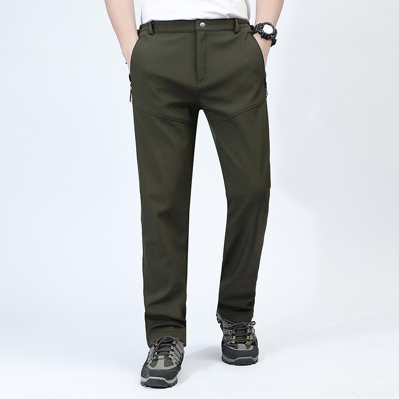 Pantalones de combate de otoño e invierno para hombres con forro polar engrosado impermeable a prueba de viento al aire libre pantalones de Montañismo más tamaño soft shell pantalones de lana a prueba de frío