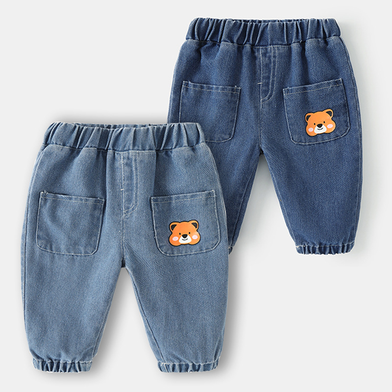 Baby jeans, spring and autumn infant big bottom pants, girls and boys casual pants, children's autumn baby pants trendy