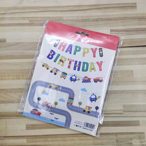 Traffic light paper pull flag cake stick car plane transportation decoration for children's party birthday party supplies