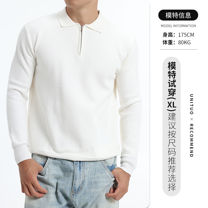 Otoño y invierno de alta calidad semia cremallera solapa suéter de hombre camiseta de punto de negocios casual jersey estampado suéter de base para hombre