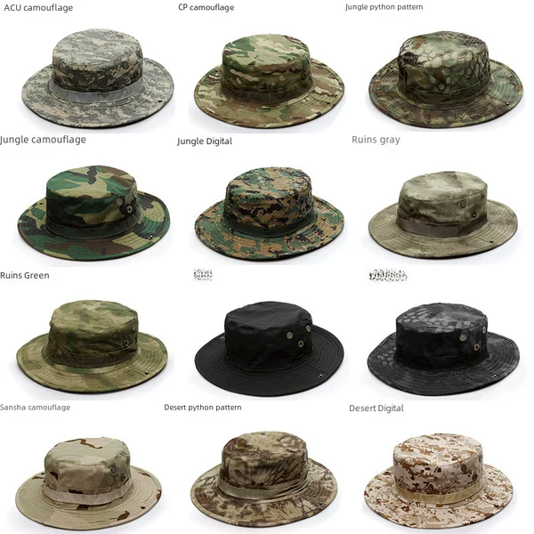 Cross-border source camouflage round hat military fans Bennie hat summer sun hat Python hat outdoor fisherman hat spot