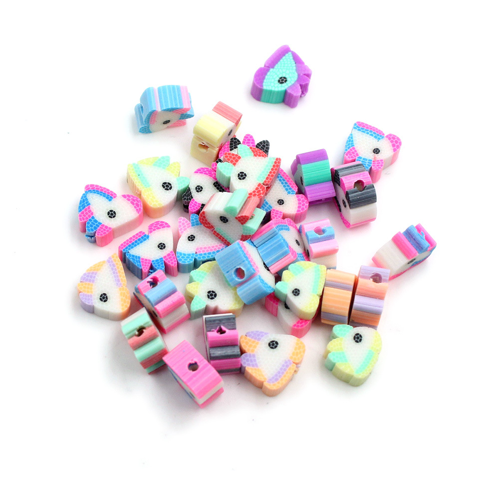 Cuentas de cerámica suave DIY, caras sonrientes, sueltas para pulseras y collares