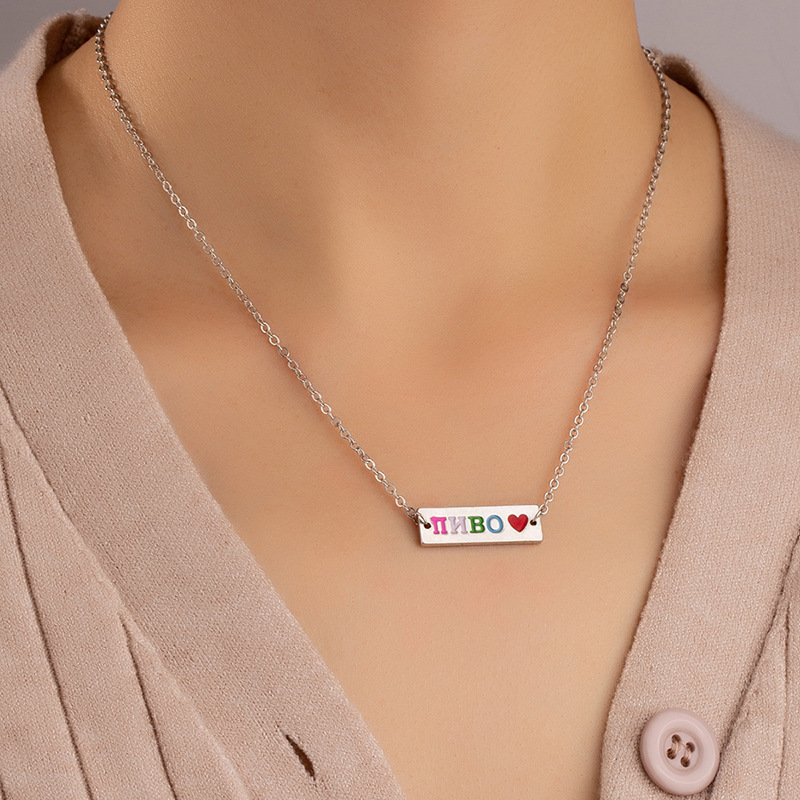 Japanese and Korean ins fashion cross-border 2022 summer small fresh letter oil necklace Net red trend jewelry wholesale