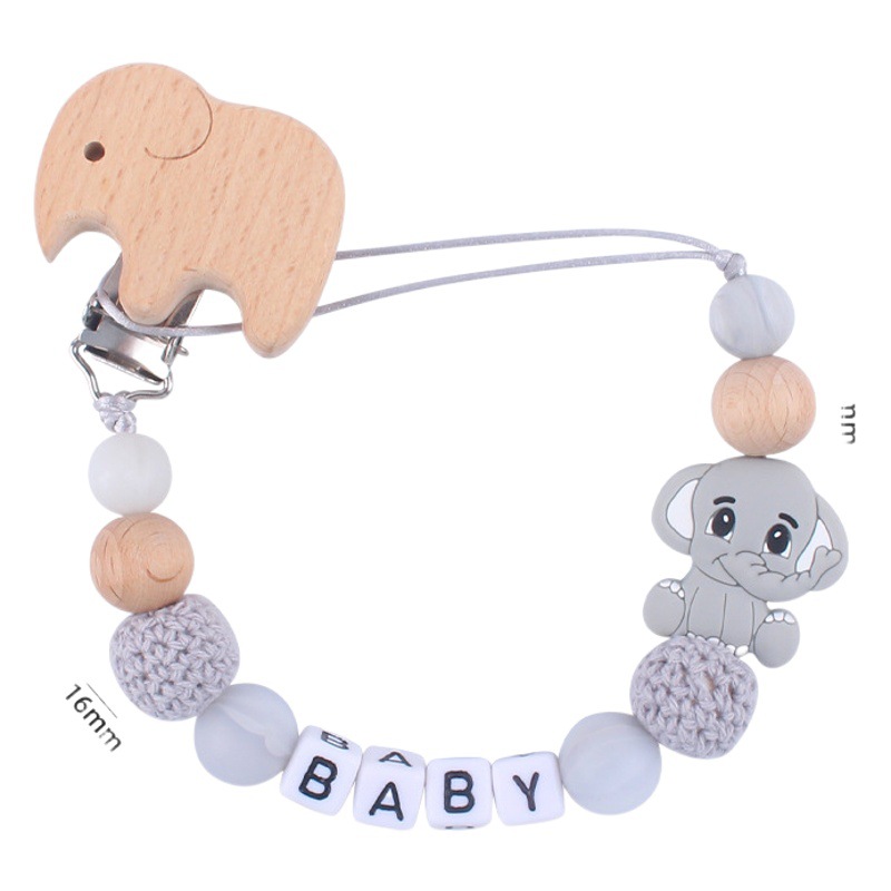 Nuevo bebé de haya animal chupete clip calmante bebé DIY animal mordedura molares chupete cadena