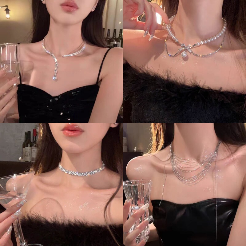 Pure Desire Ceiling ~ Shining Zircon Light Luxury Clavicle Chain Necklace Women's Ins Fashionable Exquisite Elegant All-match Necklace Jewelry