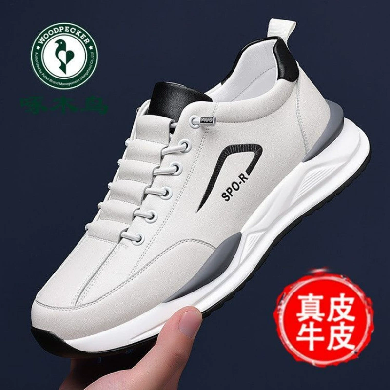 Sports trend casual footwear for leisure, universal breathable white shoes, trend of season, genuine leather