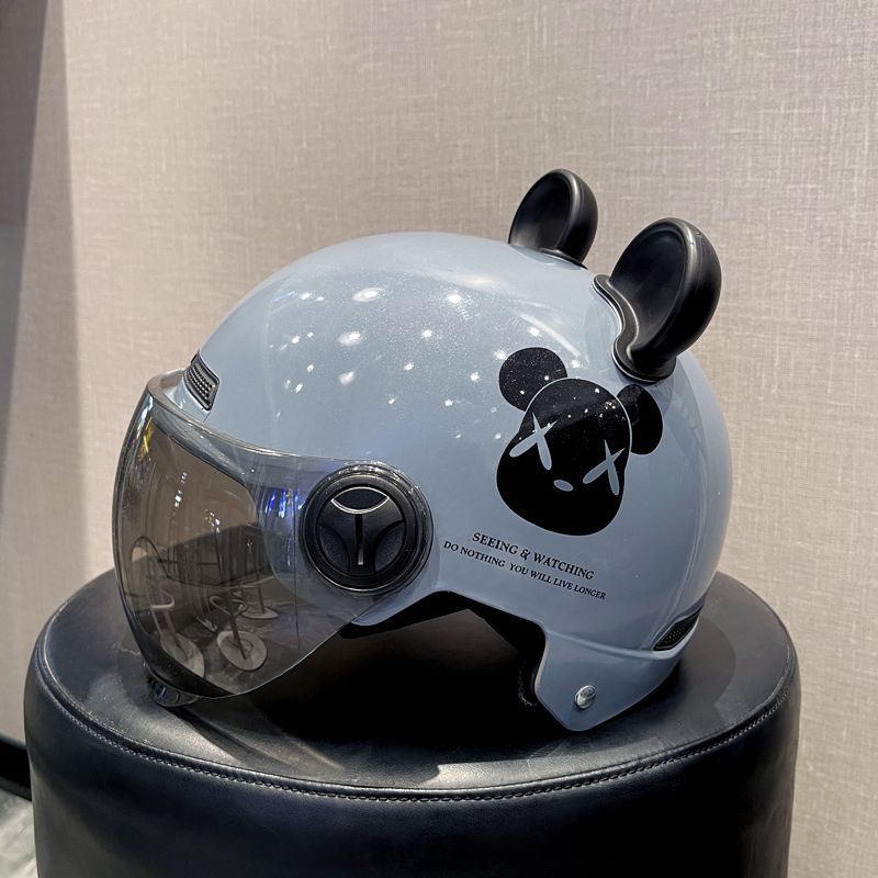Bear Electric Motorcycle Helmet 3C Certified Summer Sunscreen Safety Half Helmet