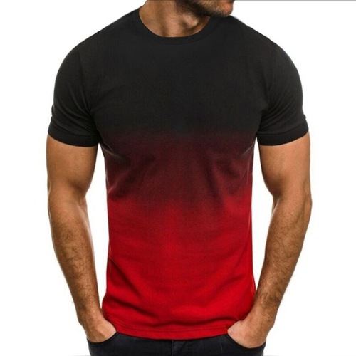 Spring Cross-Border New Arrival Men's Casual Sports Fashion 3D Gradient Short-Sleeved Crewneck T-Shirt for Men – European and American Style