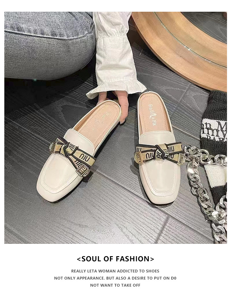 Women's Mules Sandals With Square Toe Flat Sole For Summer Wear_voghion.com
