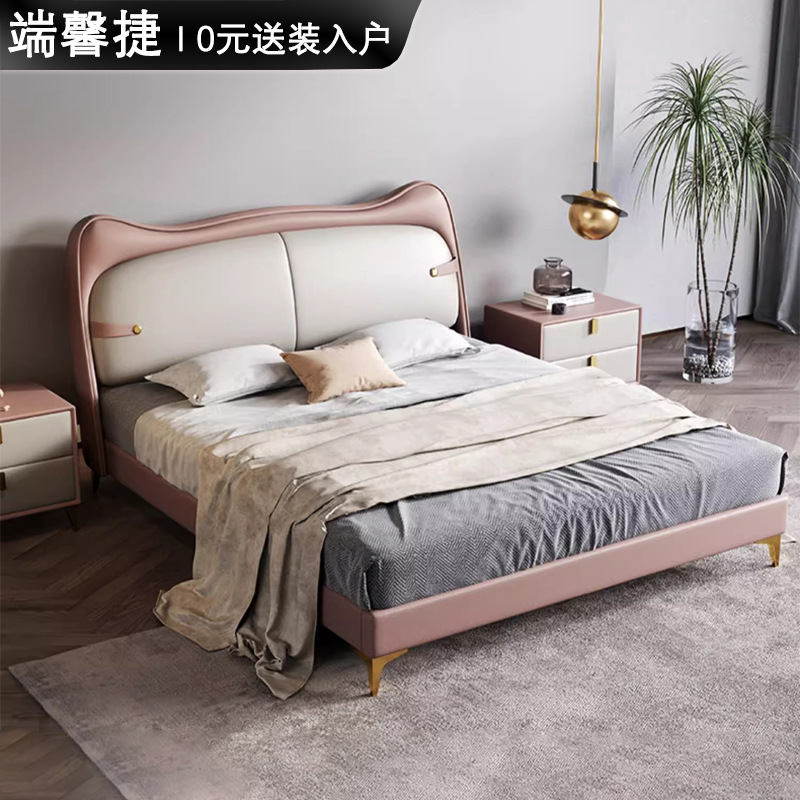 Creativo nuevo gatito de pies altos niñas princesa cama de cuero para niños cama secundaria moderna simple de 1.35m cama pequeña de almacenamiento