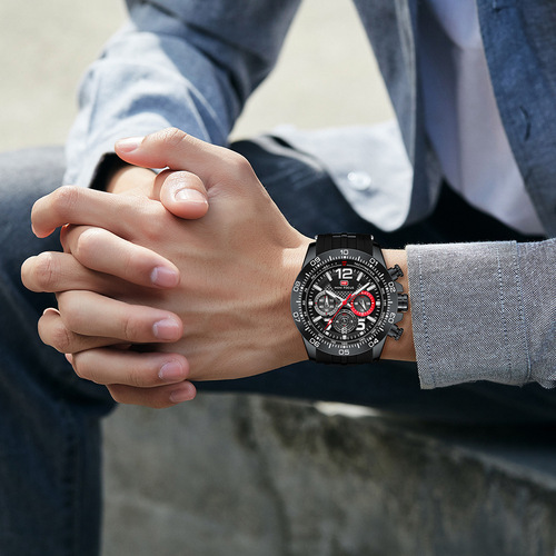 MINI FOCUS Men's Sports Watch Waterproof Quartz Multi-Function Night Light Men's Watch 0290G