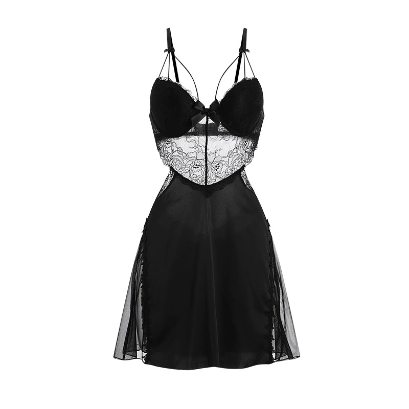 瑰若 Sexy поддержка бюстгальтерных прокладок, slip dress, пижама, комплект, плюс размер