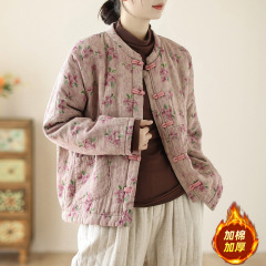 新中国式の綿100% のレトロな皿は綿の服の女性の文芸のプリントを掛けます。