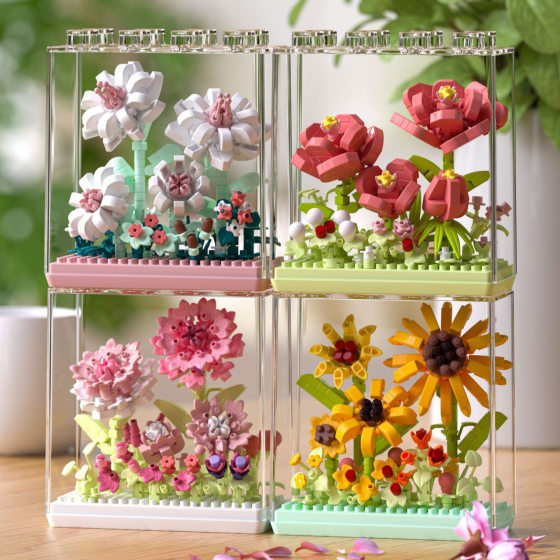 Compatible with Lego Blocks Eternal Flower Bundle Microparticle Assembled Toys Compatible with Lego Holiday Gift Qimeng Box Ornaments