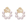 Retro cute small earrings from pearl, French retro style, flowered