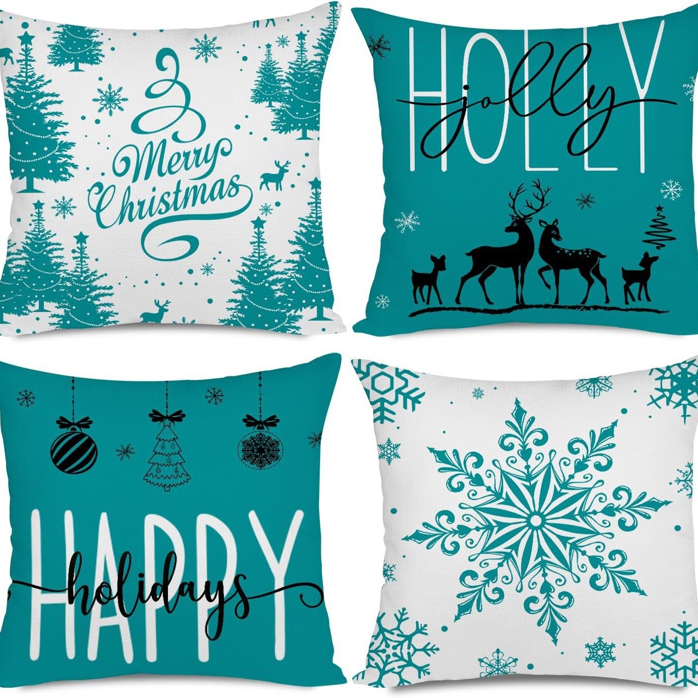 Transfronterizo Amazon temu Hot Sale Navidad invierno copo de nieve impresión lino almohada funda almohada sofá cojín