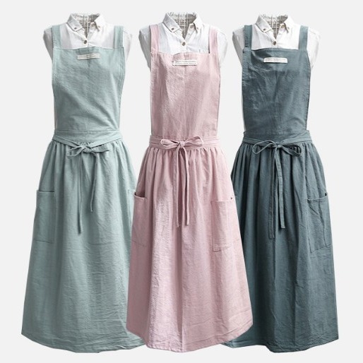 세트 및 제작 면과 린넨 일본과 한국 베스트 셀러 모래 세척 편안한 작업복 홈 주방 앞치마 사용자 정의 로고