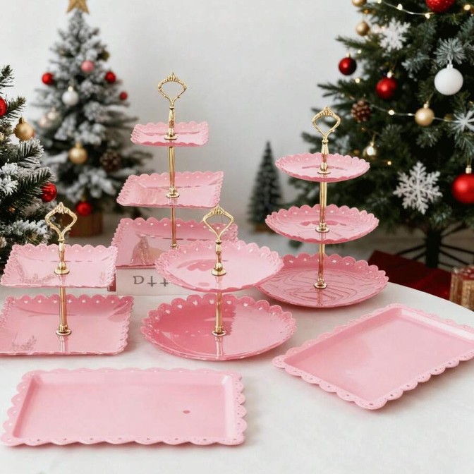 De estilo europeo de 3 capas plato de merienda plato de fruta té de la tarde postre soporte de exhibición mesa de postre soporte de la torta mesa de combinación de la torta