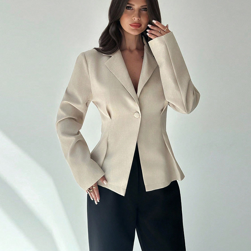 Stylish Women's Solid Color Cardigans Long Sleeve Blazer American Style Elegant Fashion Slim Fit Outerwear In Black White_voghion.com