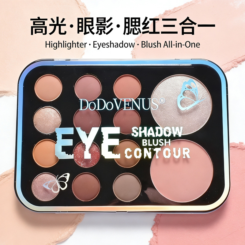 Cross-border DoDoVENUS Eye Shadow Color Earth 14 Color Eye Shadow Highlight Repair Panel Sequin Matte Pearl