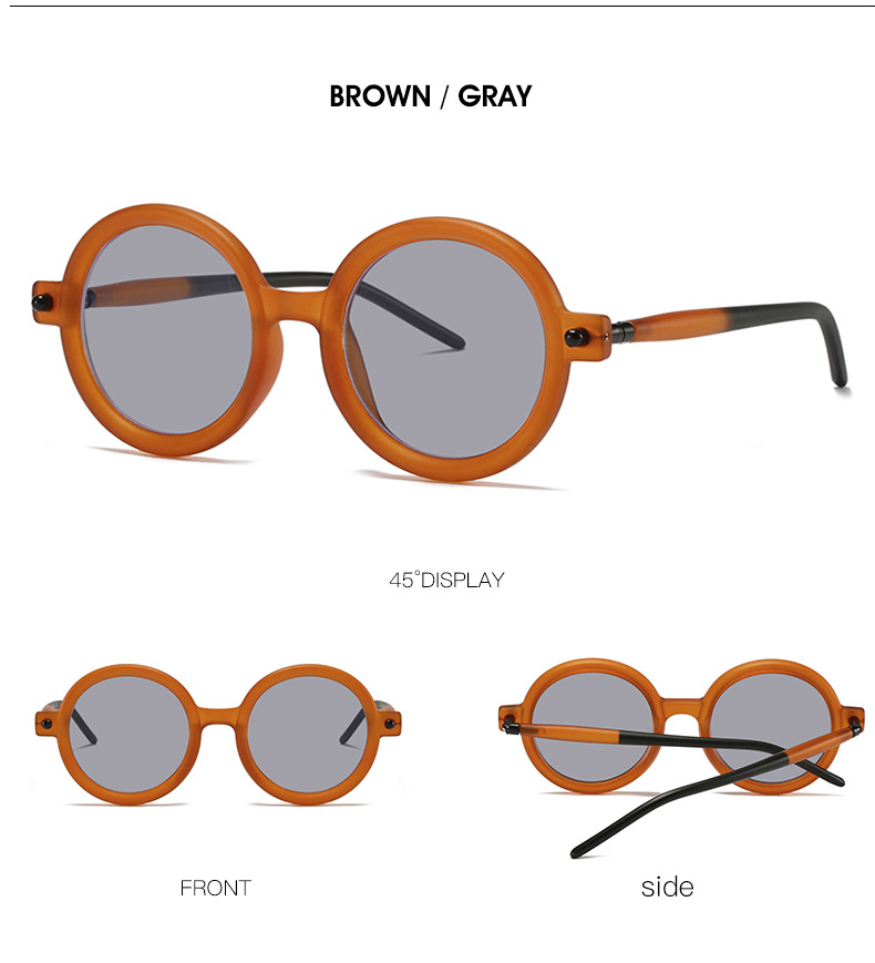 Casual Fashion Solid Color Ac Round Frame Full Frame Women's Sunglasses display picture 3