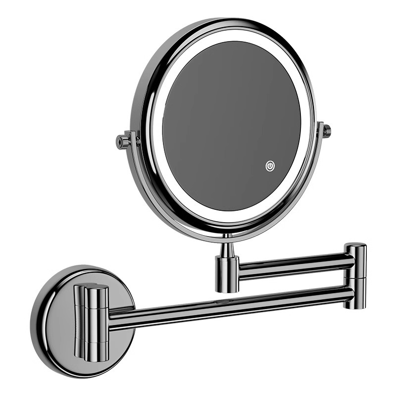 Espejo de tocador de baño Espejo plegable para colgar en la pared Hotel sin perforación Lupa de doble cara con luz LED espejo de belleza de vestidor