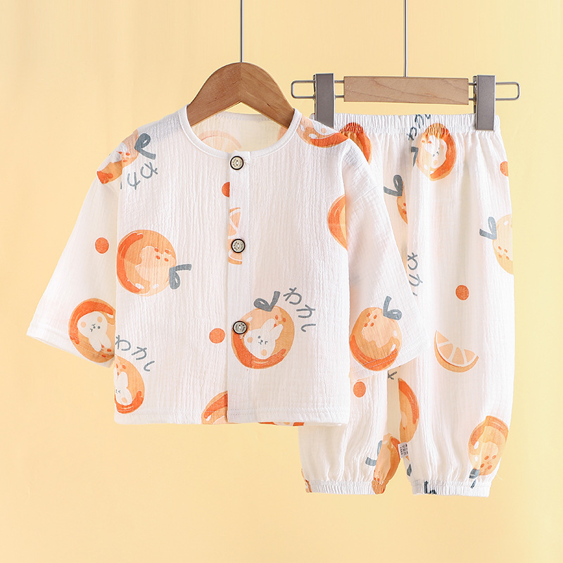 Dropshipping Summer Kidsren's Pure Cotton Home Clothes Set Boys Thin Pajamas Baby Girl Bloomers Air-Conditioned Clothes
