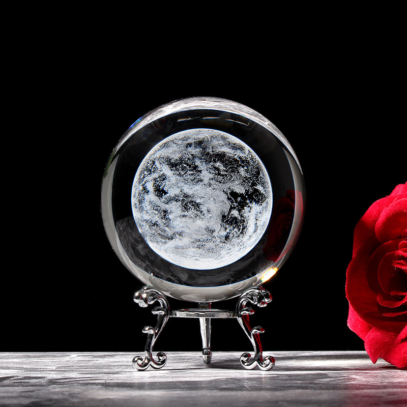 80mm Creative Mars Model Crystal Ball 3D Inner Carving Astronomical Galaxy Glass Ball Home Decoration Gift Photography Ball