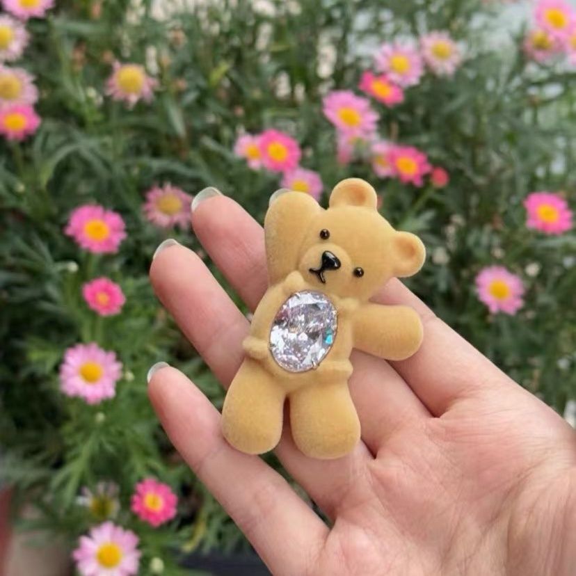 Paradise Series Waving Bear Biscuit Gemstone Hairpin Hairpin Side Clip Gift