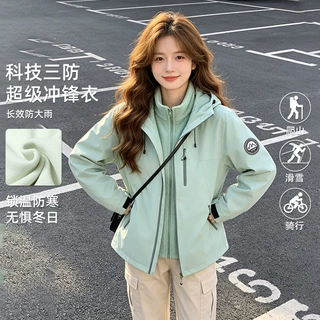 某驼同款三合一冲锋衣男女同款户外防风防水连帽登山服可拆卸外套