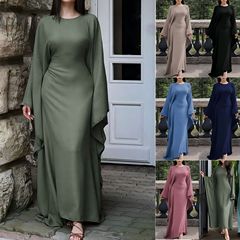 跨境欧美气质优雅纯色长袖礼服裙连衣裙女装2025秋冬亚马逊独立站
