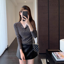 设计感小众 时髦蕾丝拼接假两件针织衫上衣女秋冬2025新款G101415