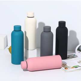 跨境304不锈钢户外小口瓶磨砂水瓶便携运动水杯橡胶漆保温杯批发