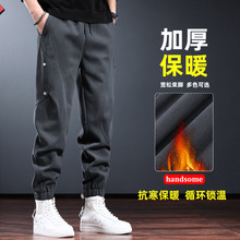 潮牌卫裤男冬季加绒加厚宽松束脚哈伦裤美式痞帅高级感重磅休闲裤