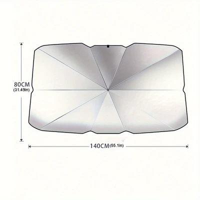 Cross-Border Car Sunshade, Car Sun Protection Curtain, Front Windshield, Anti-Ultraviolet Heat Insulation, Car Sunshade Umbrella (Sun shade) - expanded-size-14080cm-silver-painted-umbrella