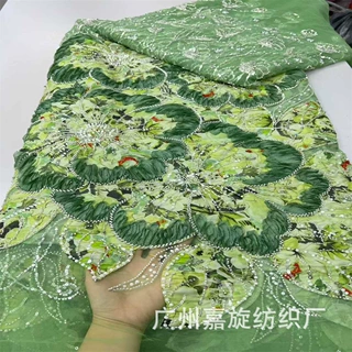 非洲激光印染盘花珠管珠子绣蕾丝刺绣亮片连衣裙礼服演出服绣花布