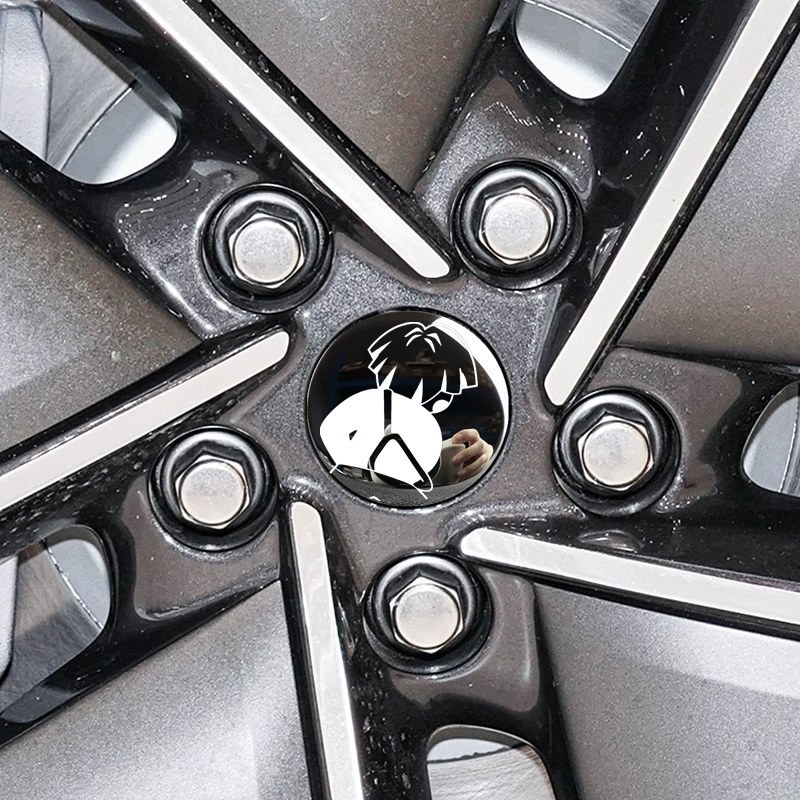 Suitable for Ideal I6 Hub Cap Car Sticker I8 Exterior Modification Mega Metal Decorative Sticker Black Black Warrior
