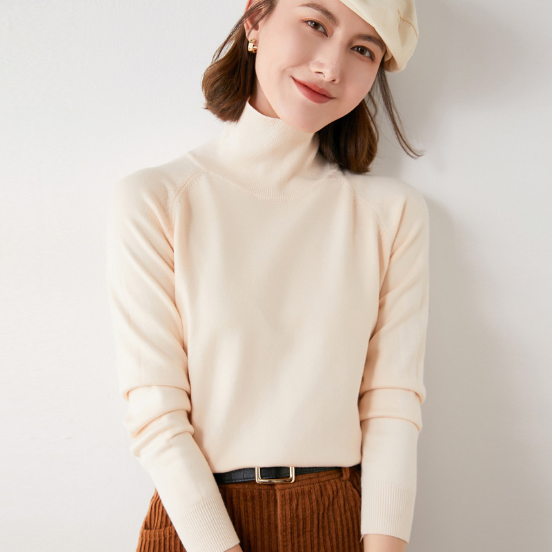 Turtleneck Sweater for Women 2025 Autumn and Winter Korean Style Base Layer Loose Long-Sleeve Top New Knitwear for Women Cross-Border