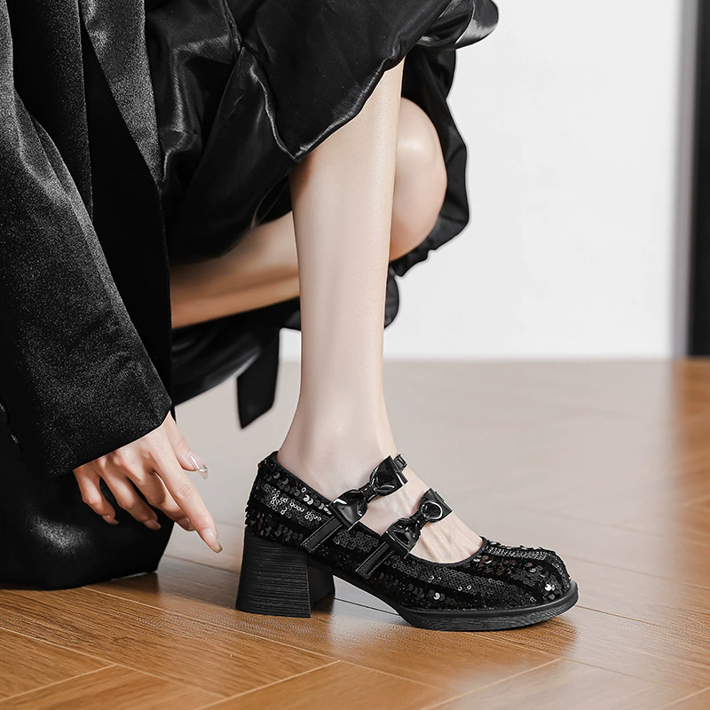 Женские туфли на высоком каблуке Mary Jen 2025 новая весна и осень