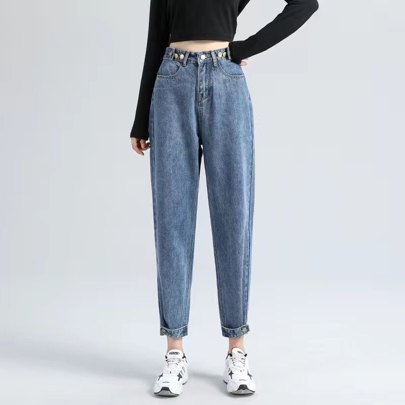 加绒加厚牛仔裤女网红冬季新款韩版高腰显瘦百搭宽松直筒阔腿裤潮|undefined