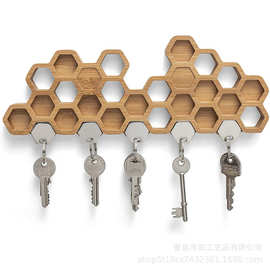 跨境木质钥匙置物架创意家用客厅玄关钥匙扣挂钩装饰品厂家批发