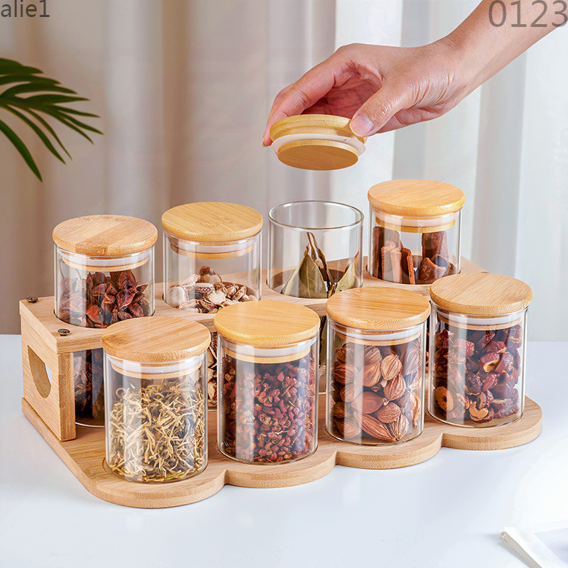 Caja de almacenamiento de especias Botella de condimentos de vidrio conjunto de combinación de cocina casera de pimienta frasco de sellado frasco condimento nuevo