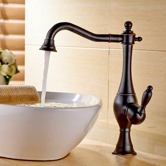 Antique Golden Basin faucet single handle brass hot and cold double control faucet bathroom kitchen faucet rotatable nozzle