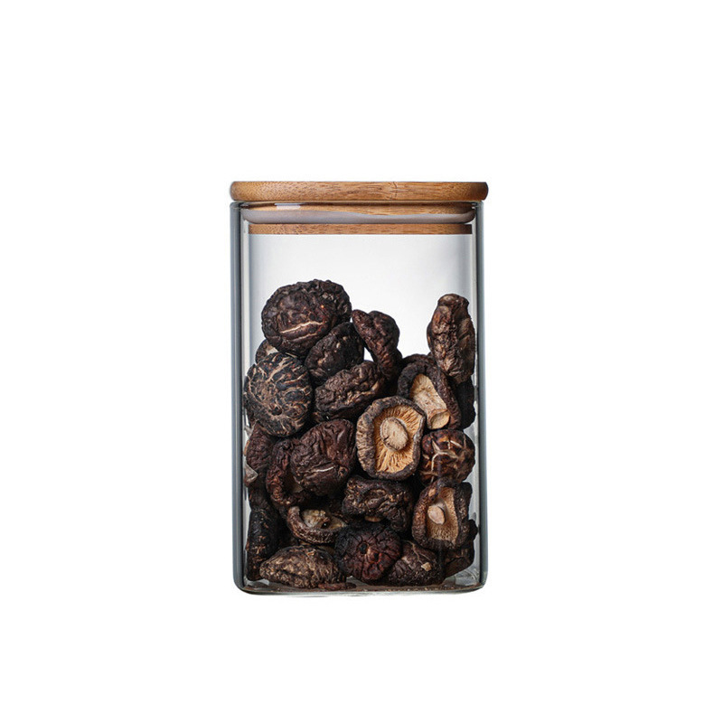 Tanque de almacenamiento de vidrio de borosilicato cuadrado de vidrio resistente a altas temperaturas, confitería de cocina, condimento de alimentos, tanque de té sellado de almacenamiento