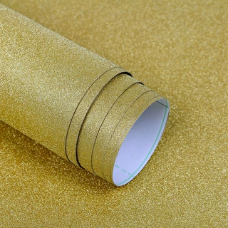 闪光金色磨砂即时贴纸包水管道装饰自粘防水墙纸金葱膜跨境专供