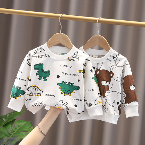 Children's Autumn Cotton Hoodie Sweatshirt Unisex Long Sleeve T-Shirt Single Top Baby Infants Toddler Hooded Sweatshirt Kids Clothing