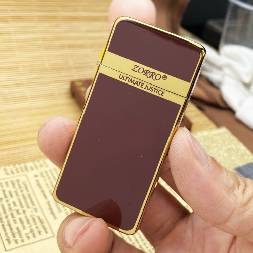 Zorro ultra-thin ZS5-311B gold label bright chrome resin black kerosene lighter men's retro windproof manufacturer wholesale