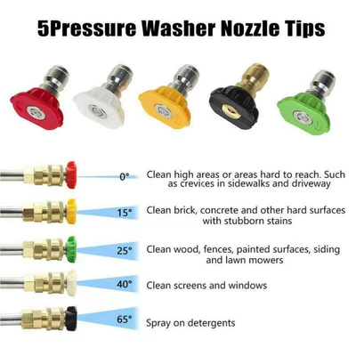 Set 1/4 Quick Plug 5-Color Nozzle – High pressure car wash water gun