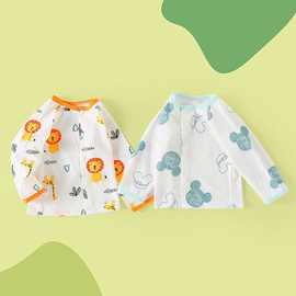 婴幼儿春装A类纯棉长袖上衣单件男宝宝夏季薄款T恤儿童内衣打底穿